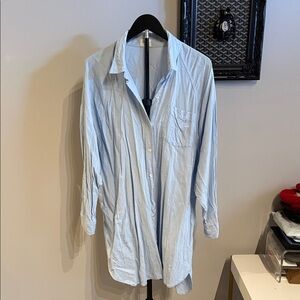 Casual Light Blue Button Down Dress for Women